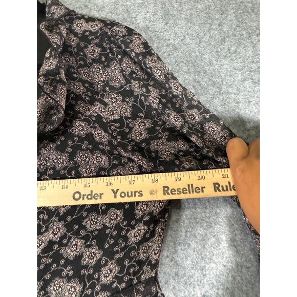 Nine West Blouse Women 10 Black Ruffle Button Front Whimsigoth Ruffle Fairy - Picture 3 of 7